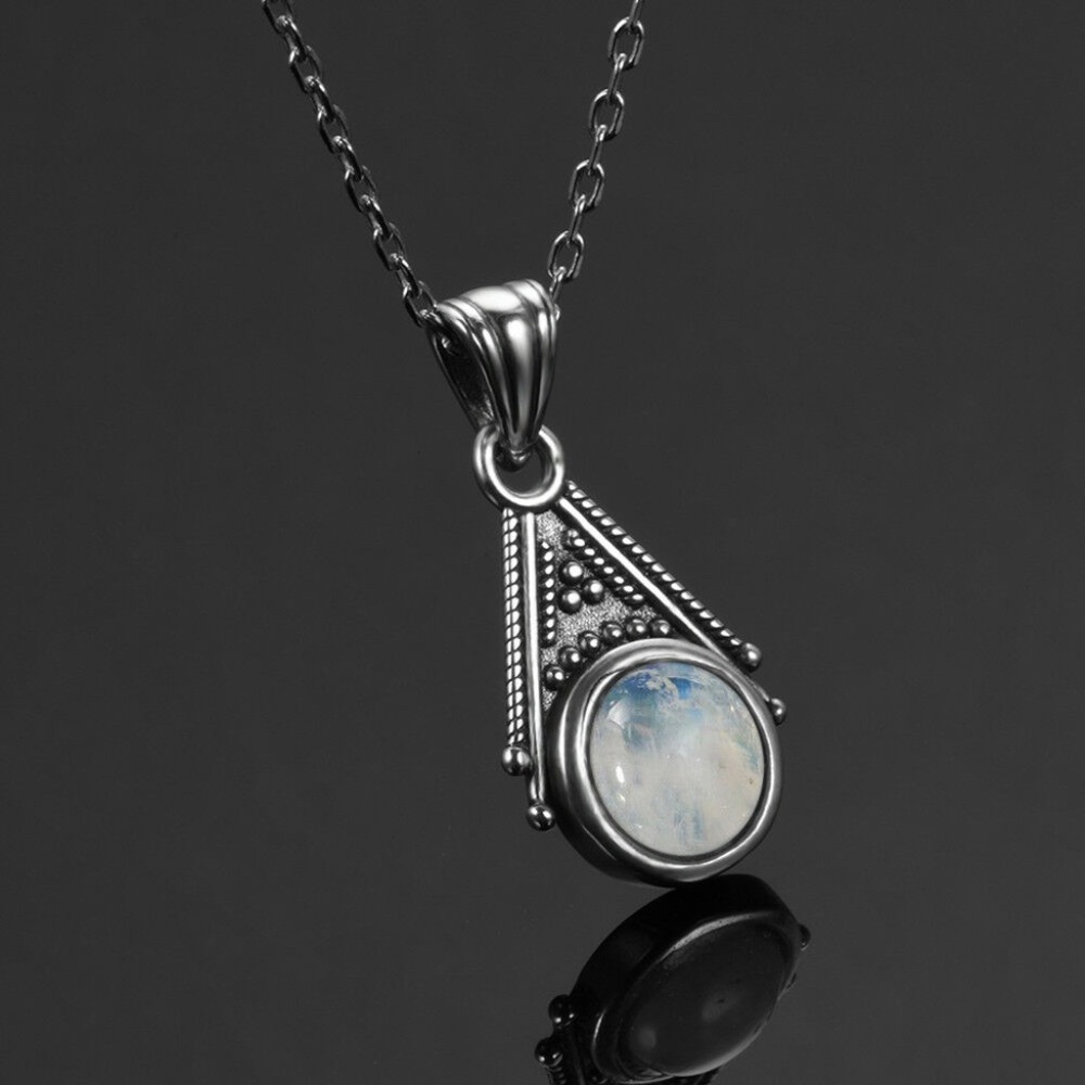 🌸 MOONSTONE NECKLACE NATURAL TEARDROP BOHO CHIC REAL CHAIN BOHEMIAN PENDANT - Picture 8 of 15